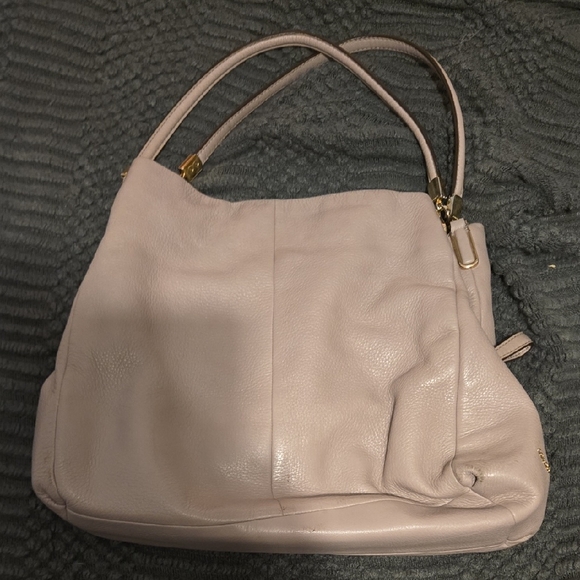 Coach Pebbled Leather Light Gray Hand Bag - Picture 1 of 6